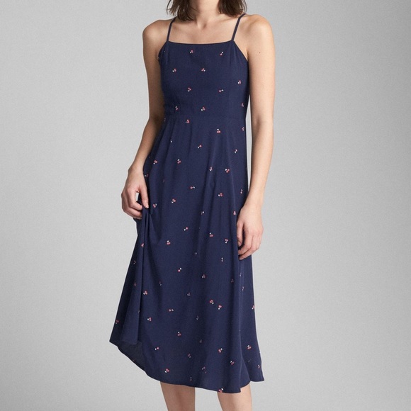 GAP Dresses & Skirts - GAP Navy Blue Cherry Print Midi Dress